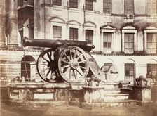 [Great Sikh Gun taken at Ferozshah on the Night of December 21, 1845, Government House,..., 1858-61. Creator: John Constantine Stanley