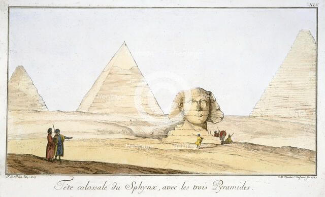 'Great Sphinx and Three Pyramids', 18th century. Artist: Tuscher Hafniae