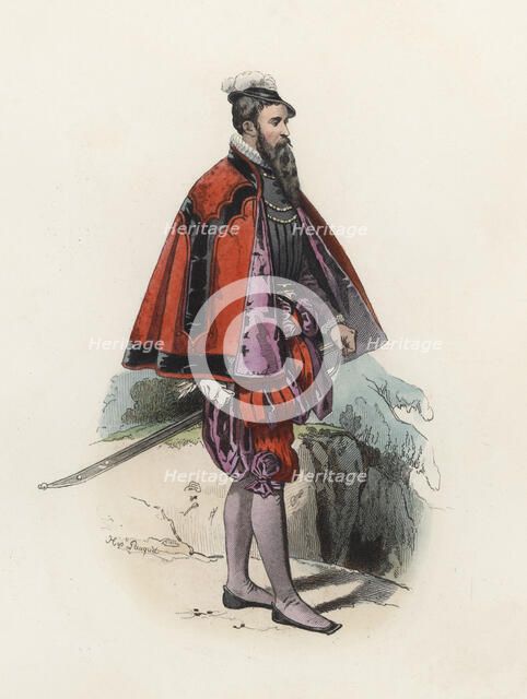 Great Swiss personage, in the modern age, color engraving 1870.