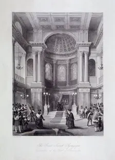 Great Synagogue, Dukes Place, London, c1850. Artist: Harlen Melville