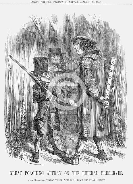 'Great Poaching Affray on the Liberal Preserves', 1859. Creator: Unknown.