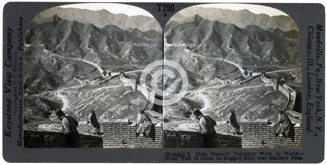 Great Wall of China, near Hankow Pass, China, c1900s.Artist: Keystone