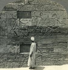 Great War Reliefs of Sethos I on N. Wall of Karnak Temple, Thebes, Egypt c1930s. Creator: Unknown