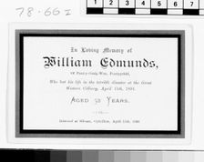 Great Western Colliery, memorial card, 1893. Creator: Unknown