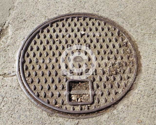 Great Western Railway sewer inspection cover plate, Swindon, Wiltshire, 2006. Artist: Peter Williams.