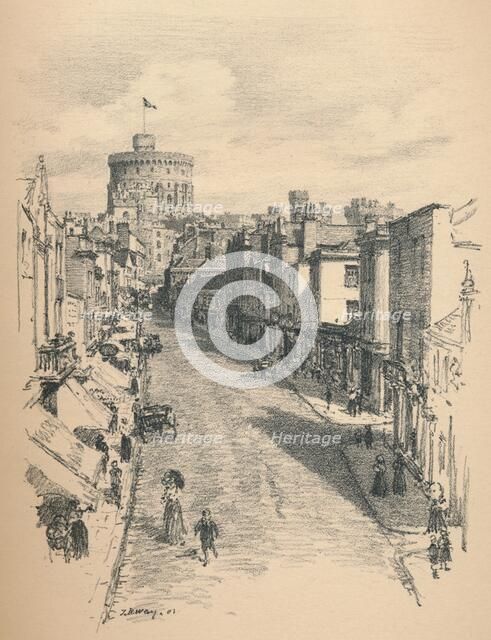 'Great Tower of Windsor Castle From Peascod Street', 1902. Artist: Thomas Robert Way.