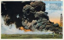 Great Texas oil fire at Humble, near Houston, Texas USA, 1909