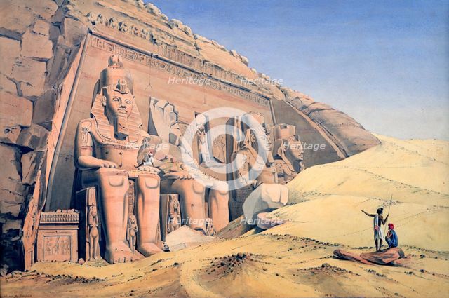 'Great Temple of Ramesses II, Abu Simbel', 1846. Artist: Louis M. A. Linant de Bellefonds,