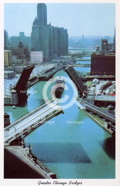 Greater Chicago bridges, Illinois, USA, 1953. Artist: Unknown
