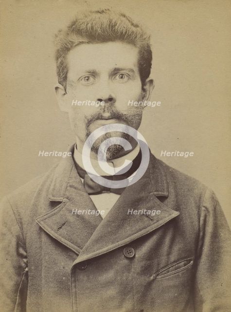 Grégoire. Alphonse. 27 ans, né à La Montagne (Loire-Inférieure). Mécanicien. Anarchiste. 2..., 1894. Creator: Alphonse Bertillon.