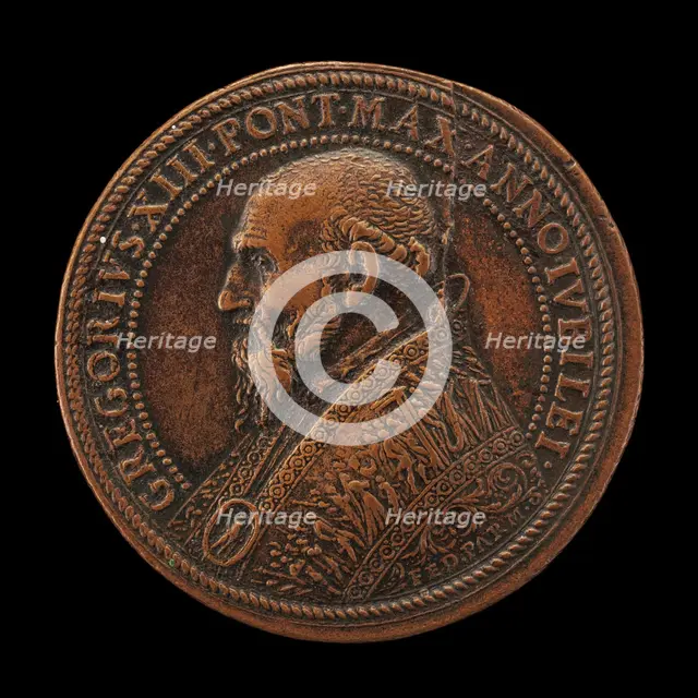 Gregory XIII (Ugo Buoncompagni, 1502-1585), Pope 1572 [obverse], 1575. Creator: Gian Federigo Bonzagna.