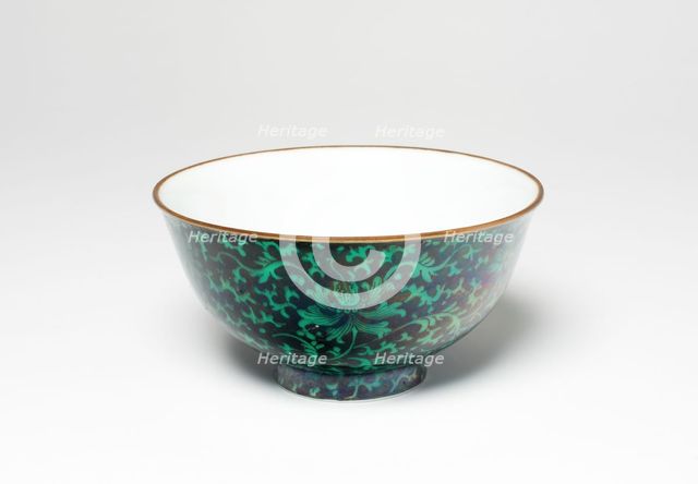 Green and Black-Enameled 'Lotus' Bowl, Qing dynasty (1644-1911), 18th century. Creator: Unknown.