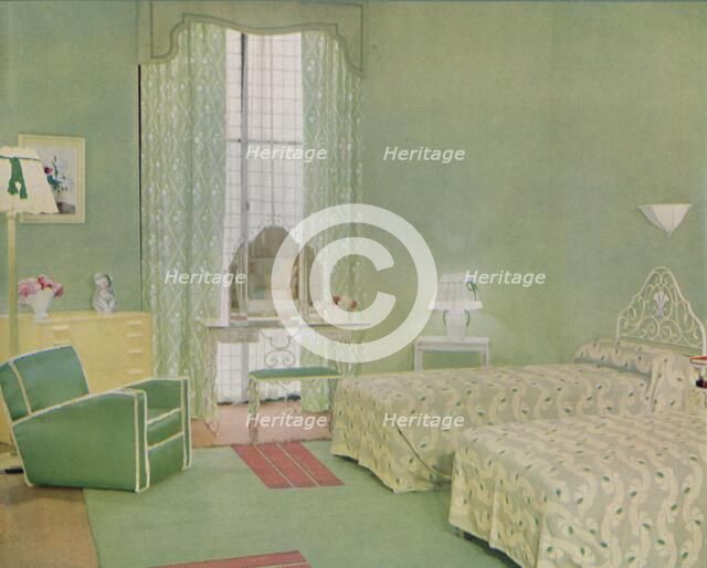 'Green and White Colour Scheme for a Bedroom', 1938. Artist: Unknown.