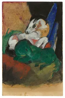 Green and White Horse. (Postcard to Elisabeth Macke), 1913. Creator: Marc, Franz (1880-1916)
