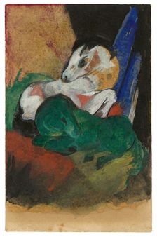 Green and White Horse. (Postcard to Elisabeth Macke), 1913. Creator: Marc, Franz (1880-1916)