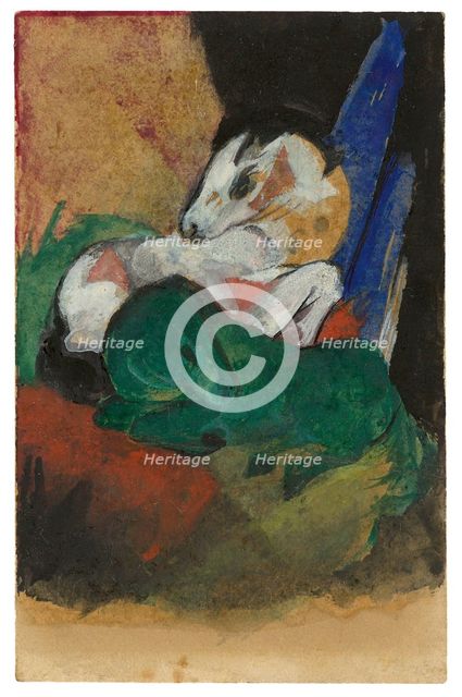 Green and White Horse. (Postcard to Elisabeth Macke), 1913. Creator: Marc, Franz (1880-1916).