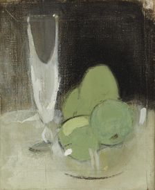Green Apples and Champagne Glass, 1934. Creator: Helene Schjerfbeck