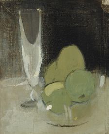Green Apples And Champagne Glass , 1934. Creator: Schjerfbeck, Helene (1862-1946)