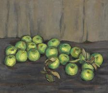 Green Apples with Gray Curtain, 1943. Creator: Walt Kuhn
