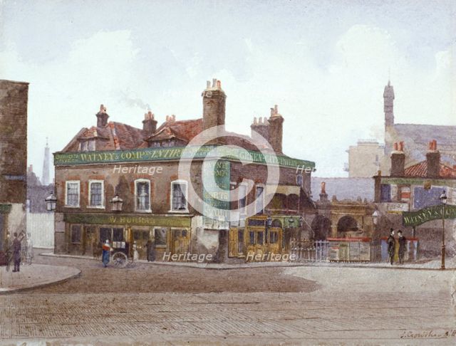 Green Gate Tavern at the junction of City Road and Bath Street, London, c1880. Artist: John Crowther