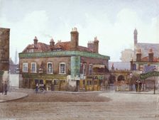 Green Gate Tavern at the junction of City Road and Bath Street, London, c1880. Artist: John Crowther