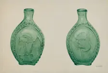 Green Glass Flask, c. 1940. Creator: V. L. Vance