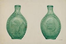 Green Glass Flask, c. 1940. Creator: V. L. Vance