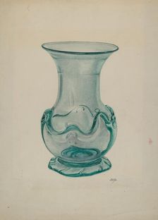 Green Glass Vase, c. 1940. Creator: Beverly Chichester