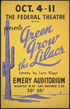 Green Grow the Lilacs, Cincinnati, 1937. Creator: Unknown