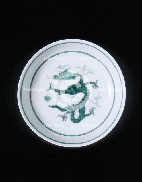 Green dragon dish, Guangxu period, Qing dynasty, China, 1875-1908. Creator: Unknown.