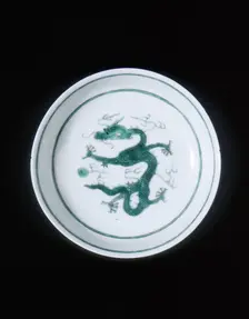 Green dragon dish, Guangxu period, Qing dynasty, China, 1875-1908. Creator: Unknown