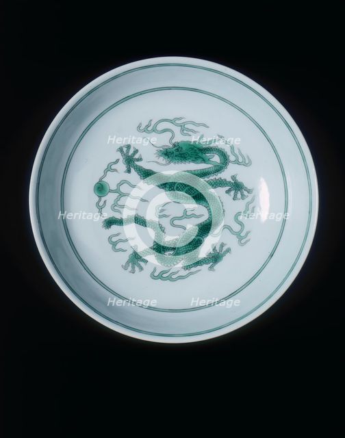 Green imperial dragon dish, Daoguang period, Qing dynasty, China, 1821-1850.  Creator: Unknown.