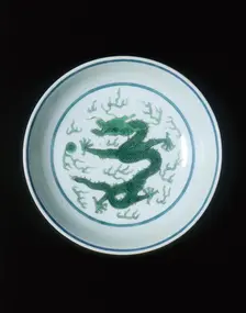 Green imperial dragon dish, Jiaqing period, Qing dynasty, China, 1796-1820. Creator: Unknown