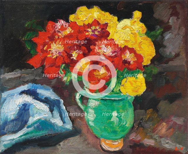 Green jug, yellow and red buttercups (Cruche verte, renoncules jaunes et rouges), 1911. Creator: Valtat, Louis (1869-1952).