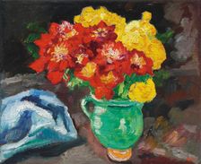 Green jug, yellow and red buttercups (Cruche verte, renoncules jaunes et rouges), 1911. Creator: Valtat, Louis (1869-1952)