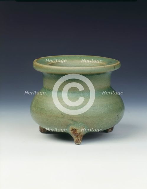 Green Jun globular tripod censer, Southern Song dynasty, China, 1127-1279. Artist: Unknown