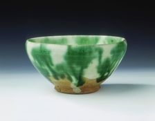 Green lead glazed bowl, Liao dynasty, china, 11th century. Creator: Unknown