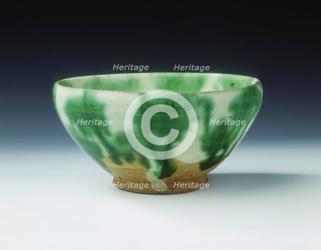 Green lead glazed bowl, Liao dynasty, china, 11th century. Creator: Unknown.