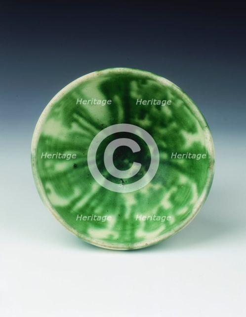 Green lead glazed bowl, Liao dynasty, china, 11th century. Creator: Unknown.