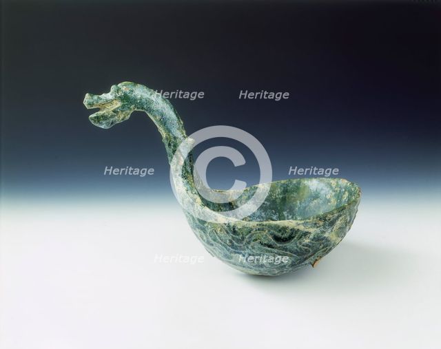 Green lead glazed ladle with dragon's head handle, Eastern Han dynasty, China, 1st-2nd century.  Creator: Unknown.