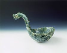 Green lead glazed ladle with dragon's head handle, Eastern Han dynasty, China, 1st-2nd century. Creator: Unknown