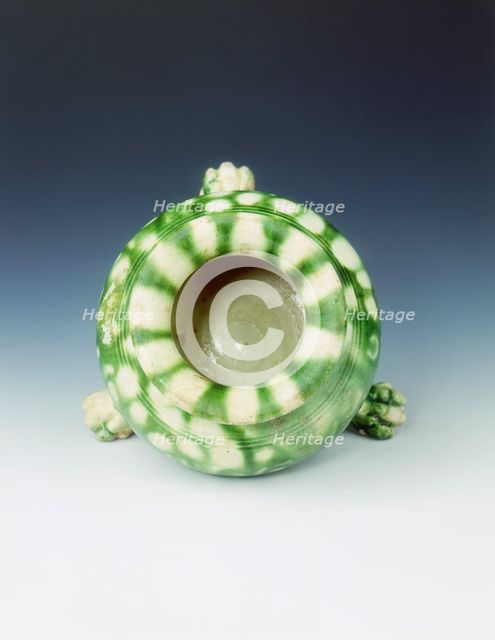 Green lead glazed tripod jar, High Tang period, China, 684-756. Creator: Unknown.