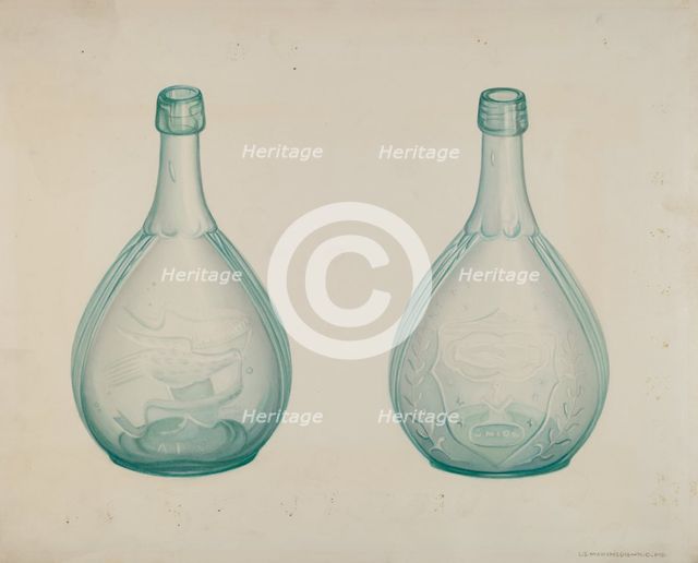 Green Whiskey Bottle, c. 1941. Creator: Loraine Makimson.