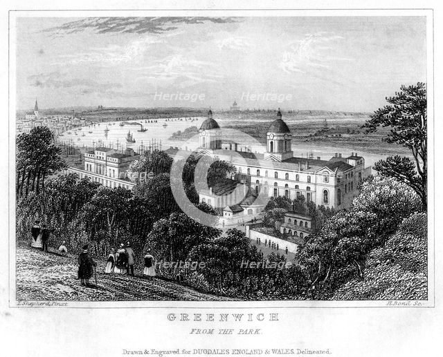 Greenwich, from the Park, London, 19th century.Artist: H Bond