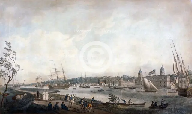 Greenwich Hospital from the Isle of Dogs, London, c1792.                                           Artist: Anon