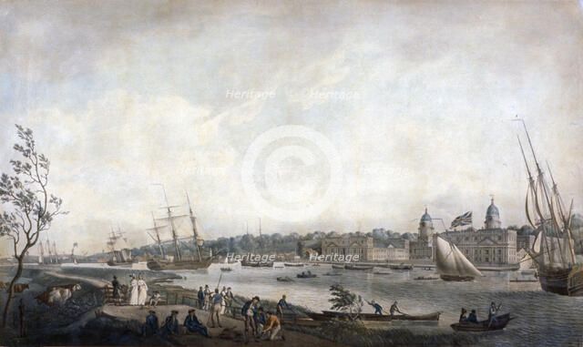 Greenwich Hospital from the Isle of Dogs, London, c1792.                                           Artist: Anon