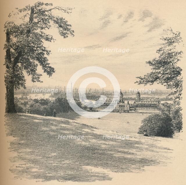 'Greenwich Palace From Observatory Hill', 1902. Artists: Thomas Robert Way, John Lane.