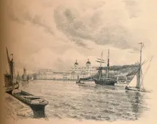 Greenwich Palace From The River 1902. Artist: Thomas Robert Way