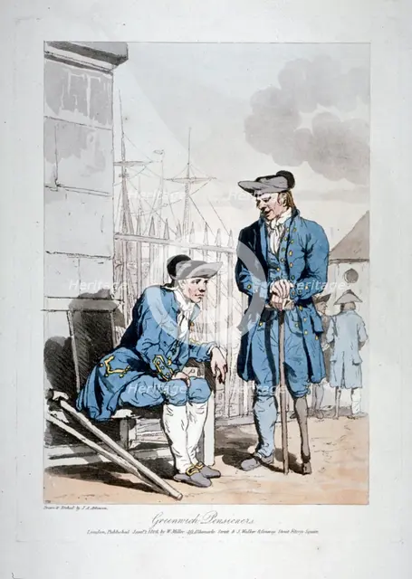 'Greenwich Pensioners', 1808. Artist: John Augustus Atkinson