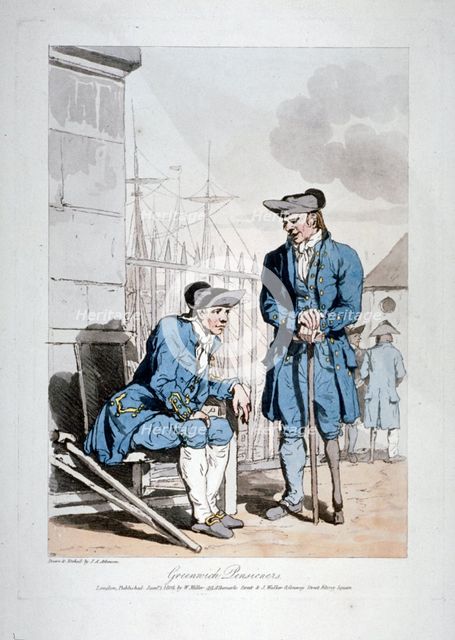 'Greenwich Pensioners', 1808. Artist: John Augustus Atkinson